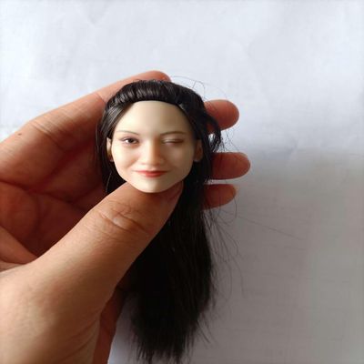 1/6 Scale Female Head Sculpt,Beauty Asian Girl Smile Expression Head Sculpt Carved for 12inch Female PH TBL JO Action Figure Body (A)