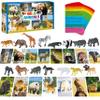15 PCS Safari Animal Figurines with 15 Introducing Flashcards, Realistic Zoo Animal Figures Montessori Toys Science Educational Matching Game for Homeschool Preschool Toddler Kids view 1