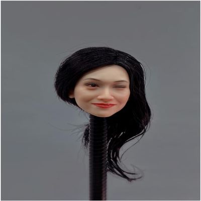 1/6 Scale Female Head Sculpt,Beauty Asian Girl Smile Expression Head Sculpt Carved for 12inch Female PH TBL JO Action Figure Body (C)