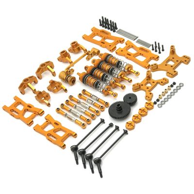 ZDingTech Wltoys 144001 124017 Upgrade Parts kit 13-in-1 Metal Kit,Wltoys 144001 144010 144011 124017 V2 Upgrades Parts,Wltoys 124019 124016 24018 RC Car Parts Upgrades Metal Kit (1-Golden)