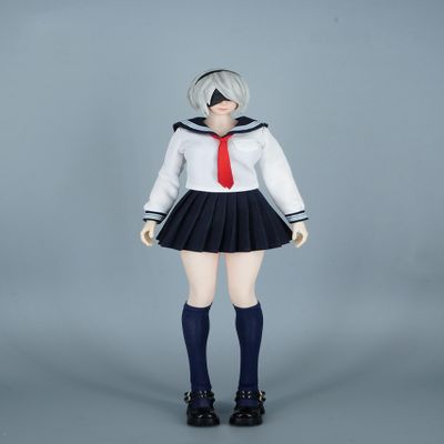 1/6 Scale Female Clothes,Female JK Swimsuit Clothes Shirt Pleated Skirt Swimwear Socks Shoes Costume Outfit Clothing for 12inch PH TBL JO Action Figure Body (A)