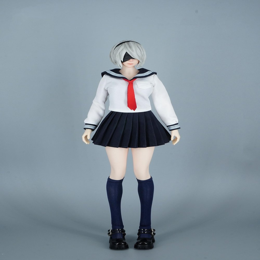 1/6 Scale Female Clothes,Female JK Swimsuit Clothes Shirt Pleated Skirt Swimwear Socks Shoes Costume Outfit Clothing for 12inch PH TBL JO Action Figure Body (A)