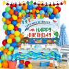 125 PCs Gone Fishing Party Decorations, Hombae Fishing Themed Birthday Decorations Lets Reel in The Fun Backdrop Balloon Garland Happy Birthday Banner Tablecloth Cake Cupcake Toppers view 1