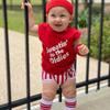 Kuriozud Baby Halloween Outfits Sleeveless Tank Tops with Shorts Headband Wristbands Set Toddler Workout Costume (Red, 3-4 Years) view 2