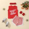 Kuriozud Baby Halloween Outfits Sleeveless Tank Tops with Shorts Headband Wristbands Set Toddler Workout Costume (Red, 3-4 Years) view 3