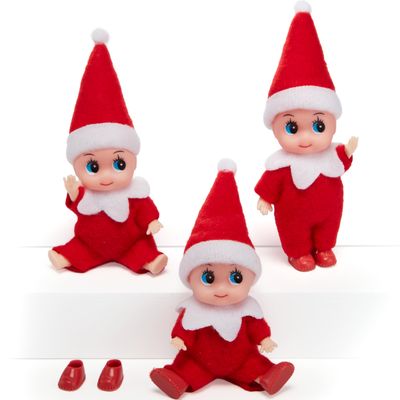 JOYIN 3PCS Christmas Red Tiny Elf Doll Soft Plush Toy for Xmas Decor Gift Accessories and Props, Christmas Party Decoration and Stocking Stuffers