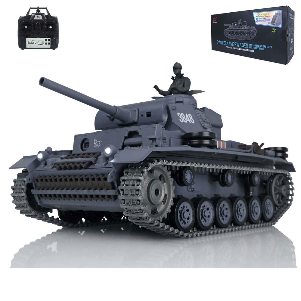TOUCAN RC HOBBY Henglong 1/16 Scale FPV 7.0 Upgraded Panzer III L RTR RC Tank 3848 360 Turret (3848-Upgraded-turret 360-FPV)