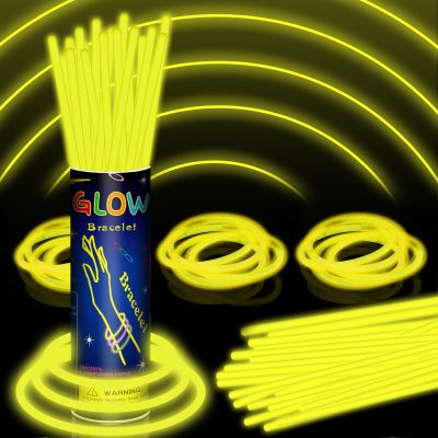 150 Pack 8 Yellow Glow Sticks Bulk with 150 Connectors Neon Glow In The Dark Party favors Supplies for Holiday Birthday Party Decoration (Yellow)