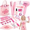 Sanlebi Hair Salon Toys for Girls, 25 Pc Pretend Play Styling Toy Set for Kids 3-6 with Hair Dryer, Barber Scissors and Stylist Accessories, Christmas & Birthday Gift for Girls view 1