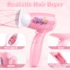 Sanlebi Hair Salon Toys for Girls, 25 Pc Pretend Play Styling Toy Set for Kids 3-6 with Hair Dryer, Barber Scissors and Stylist Accessories, Christmas & Birthday Gift for Girls view 2
