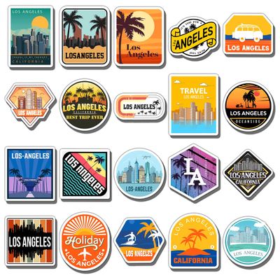 20 Pack Pcs Us State Los Angeles Stickers for Water Bottles Waterproof Scrapbooking Laptop Helmets Luggage Vinyl Sticker Packs Set Teens Girls Adults Women Small Aesthetic Decals
