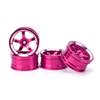 Tomotato 4 Pcs RC Wheel Hub, RC 1/10 Aluminum On Road Wheel Rims Hex Aluminum Alloy Wheel Hub Accessory RC Parts Wheels Upgrade Parts Fit for HSP 94123 Touring Drift Car (Pink) view 1