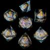 Fugacity DND Dice Set, Liquid Core Handmade Sharp Edge 7 Piece Resin Dice-Dungeons and Dragons Polyhedral Dice Set, D&D Dice Set with Gift Dice Case for RPG MTG Table Games(White Sand & Golden) view 1