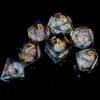 Fugacity DND Dice Set, Liquid Core Handmade Sharp Edge 7 Piece Resin Dice-Dungeons and Dragons Polyhedral Dice Set, D&D Dice Set with Gift Dice Case for RPG MTG Table Games(White Sand & Golden) view 2