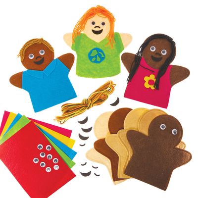 Baker Ross FX931 Diversity Felt Puppet Kits - Pack of 5, DIY Kits for Kids, School DIY
