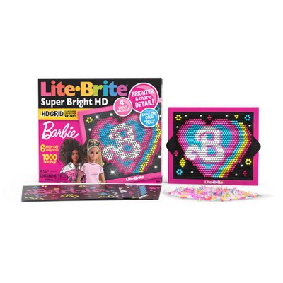 Lite Brite Super Bright HD, Barbie Edition - Creative Retro Light-Up Screen Educational Play for Children, Enhances Creativity, Gift for Girls and Boys Ages 6+