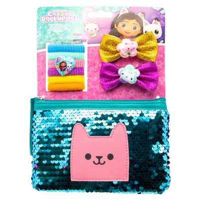Joy Toy Joytoy Gabby's Dollhouse Accessory Set with 6 Braid Holders, 2 Glitter Mesh Hairpins and Magic Sequin Beauty Bag on Bakery Card, 15 x 2 x 24 cm
