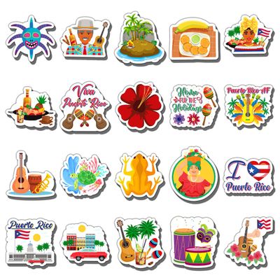 20 Pack pcs USA Puerto rico Stickers for Water Bottles Waterproof Scrapbooking Laptop Luggage Phone Cute Funny Aesthetic Sticker Packs Set Teens Adults Girls Women Vinyl Decals