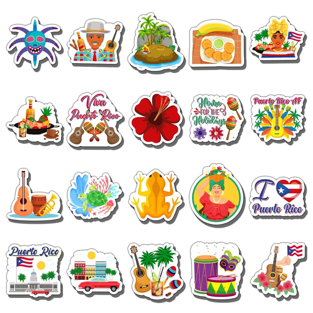 20 Pack pcs USA Puerto rico Stickers for Water Bottles Waterproof Scrapbooking Laptop Luggage Phone Cute Funny Aesthetic Sticker Packs Set Teens Adults Girls Women Vinyl Decals