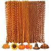 Becfupo 100 Pcs Thanksgiving Beads Necklaces, Orange Brown Bead Necklaces With Maple Leaf Pumpkin Turkey Pendants For Thanksgiving Patry Favors, Fall Decoration view 1