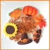 Becfupo 100 Pcs Thanksgiving Beads Necklaces, Orange Brown Bead Necklaces With Maple Leaf Pumpkin Turkey Pendants For Thanksgiving Patry Favors, Fall Decoration view 3
