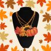 Becfupo 100 Pcs Thanksgiving Beads Necklaces, Orange Brown Bead Necklaces With Maple Leaf Pumpkin Turkey Pendants For Thanksgiving Patry Favors, Fall Decoration view 4
