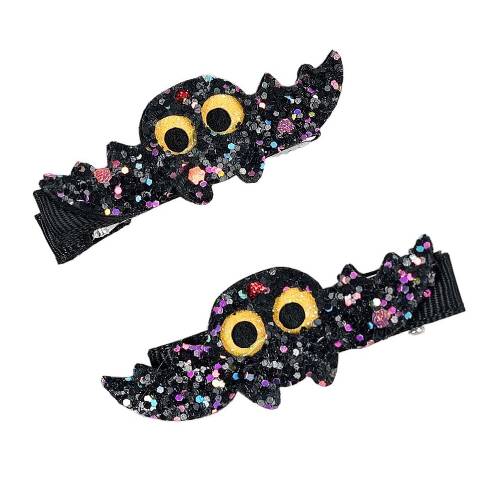 Girls Halloween Hair Clip Baby Halloween Hair Accessories Hair Pin 2 Pack ZFJ37 (Glitter Bat)