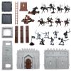 Plustopoy Medieval Castle Knight Toy Soldier Army Figurines, DIY Assembled Cavalry, Arrow Tower,8 Knights and 8 Horse, 36 Soldiers, Simulated Siege War of Attack Castle Toy for Boys view 2