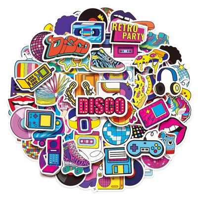 100 Pack 90s 80s Stickers, 1990's 1980's Hip Hop Party Favors, Birthday Decorations
