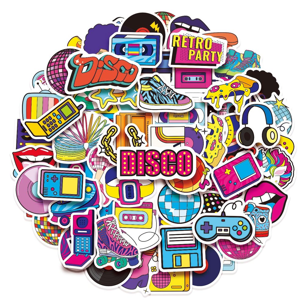 100 Pack 90s 80s Stickers, 1990's 1980's Hip Hop Party Favors, Birthday Decorations