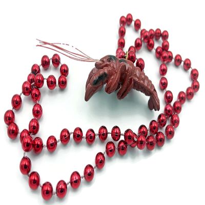 Crawfish Red Lobster Boil Cook Bead Necklace New Orleans Mardi Gras Cajun Carnival