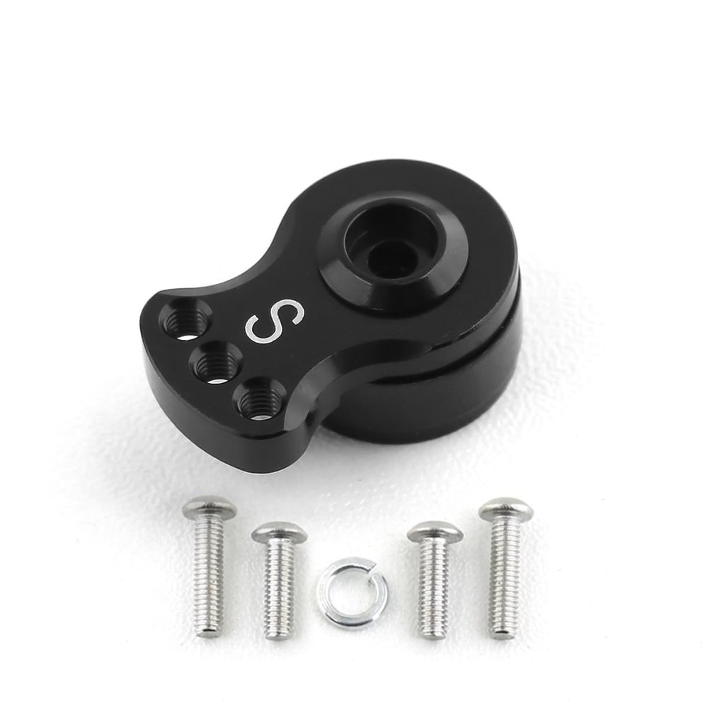 BrewJa Metal 25T Adjustable Servo Saver Arm Horn for TRAXXAS TRX-4 Axial SCX10 1/10 RC Cars Helicopter Model Boat Upgrade Parts (Color : S Black)