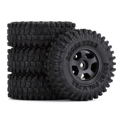 4PCS 1.0" CNC Beadlock Micro Crawler Wheel Rims Tires Set for 1/24 RC Crawler Car for A-xial SCX24 90081 AXI00001 Deadbolt Modification Accessories (Color : 2)