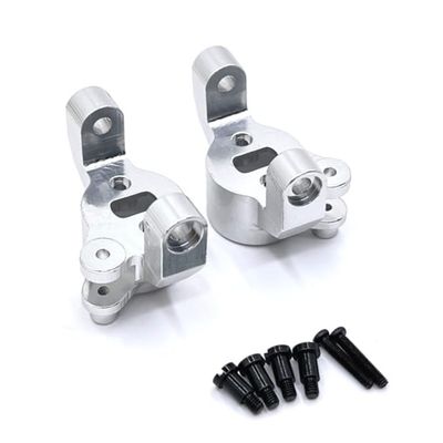 BrewJa Compatible with HB Toys ZP1001 ZP1002 ZP1003 ZP1004 ZP1005 ZP1008 ZP1010 2pcs Metal Caster Block C-Hub Carrier 1/10 RC Car Upgrade Parts (Color : Silver)
