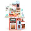 HOLYFUN Kids Kitchen Playset, Kitchen Set for Toddler with Sound and Light, Cooking Stove with Steam, Play Sink and Toy Kitchen Accessories, Pretend Kitchen Toys for Kids Girls Boys, Pink view 1