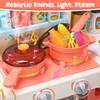 HOLYFUN Kids Kitchen Playset, Kitchen Set for Toddler with Sound and Light, Cooking Stove with Steam, Play Sink and Toy Kitchen Accessories, Pretend Kitchen Toys for Kids Girls Boys, Pink view 2