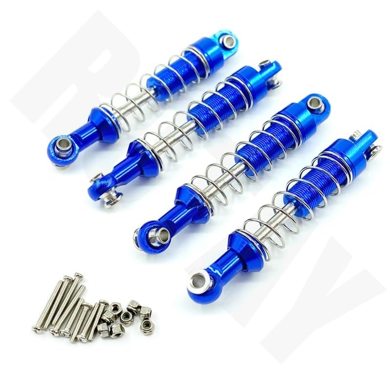 4PCS/ Aluminum Alloy Shock Absorber with Extender Hard Kits for WPL C14 C24 C34 C44 for MN D90 D91 MN45 MN96 MN99 RC Car Parts (Color : Blue)