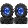 OGRC 1.0 Plus (1.2 Inches) Beadlock Wheel and Tires Set 7mm Negative Offset Wheel Rims SS Super Soft Sticky Tires for TRX4M SCX24 FCX24 AX24 1/24 1/18 RC Crawler Car - 62 * 24mm (Blue) view 1