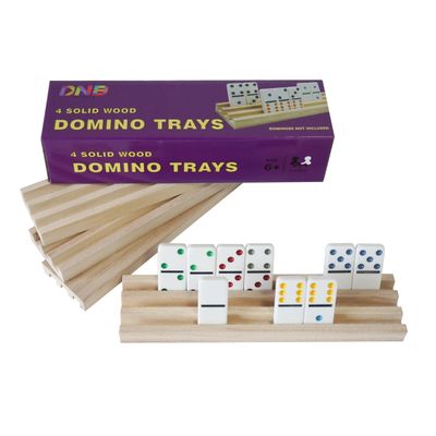 DNB Wooden Domino Racks Trays - Set of 4 Holders 3 Slots per Holder - Dominoes NOT Included