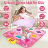 Diophso Unicorn Dance Mat, Unicorn Toys for Girls Age 4-6, Girls Toys Age 6-8, Adjustable Volume with LED, 6 Game Modes, Electronic Dancing Mat as Christmas Birthday Gift for 3 4 5 6 7 8 9+ Girls view 2