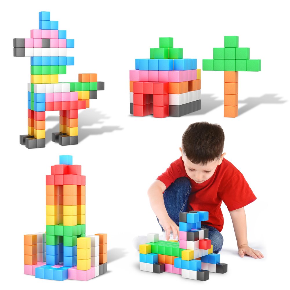 PicassoTiles Magnet Cube Building Blocks 108 Pieces 1.2" 3CM Magnetic Cubes Toy Construction Building Educational Sensory Toys with Idea Booklet for School & Preschool Kids Boys Girls Toddlers PMC303