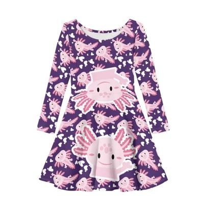 Beauty Collector Cute Pink Axolotl Swing Dress for Girls 3-4 Funny Dress Up Clothes for Play Costumes Holiday Princess Party Dresses