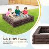 Costzon Kids Sandbox with Cover, 47"x 47" HDPE Sand Box w/Oxford Cover, Bottom Liner, Reinforced Structure, Weather Resistant Outdoor Sand Pit for Backyard Lawn Garden Beach (Brown) view 2