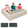 Costzon Kids Sandbox with Cover, 47"x 47" HDPE Sand Box w/Oxford Cover, Bottom Liner, Reinforced Structure, Weather Resistant Outdoor Sand Pit for Backyard Lawn Garden Beach (Oxide White) view 1
