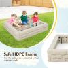 Costzon Kids Sandbox with Cover, 47"x 47" HDPE Sand Box w/Oxford Cover, Bottom Liner, Reinforced Structure, Weather Resistant Outdoor Sand Pit for Backyard Lawn Garden Beach (Oxide White) view 2