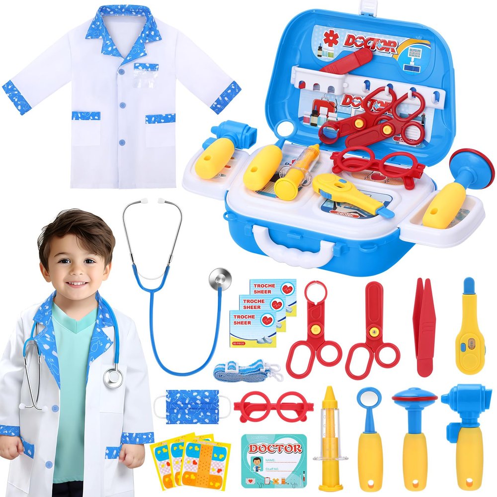 Kids Doctor Kit for Girls, Doctors Set for Toddlers 22 Pieces Doctor Play Gift for Kids Medical Toys Set with Roleplay Doctor Costume Toddlers Ages 3 4 5 6 Year Old