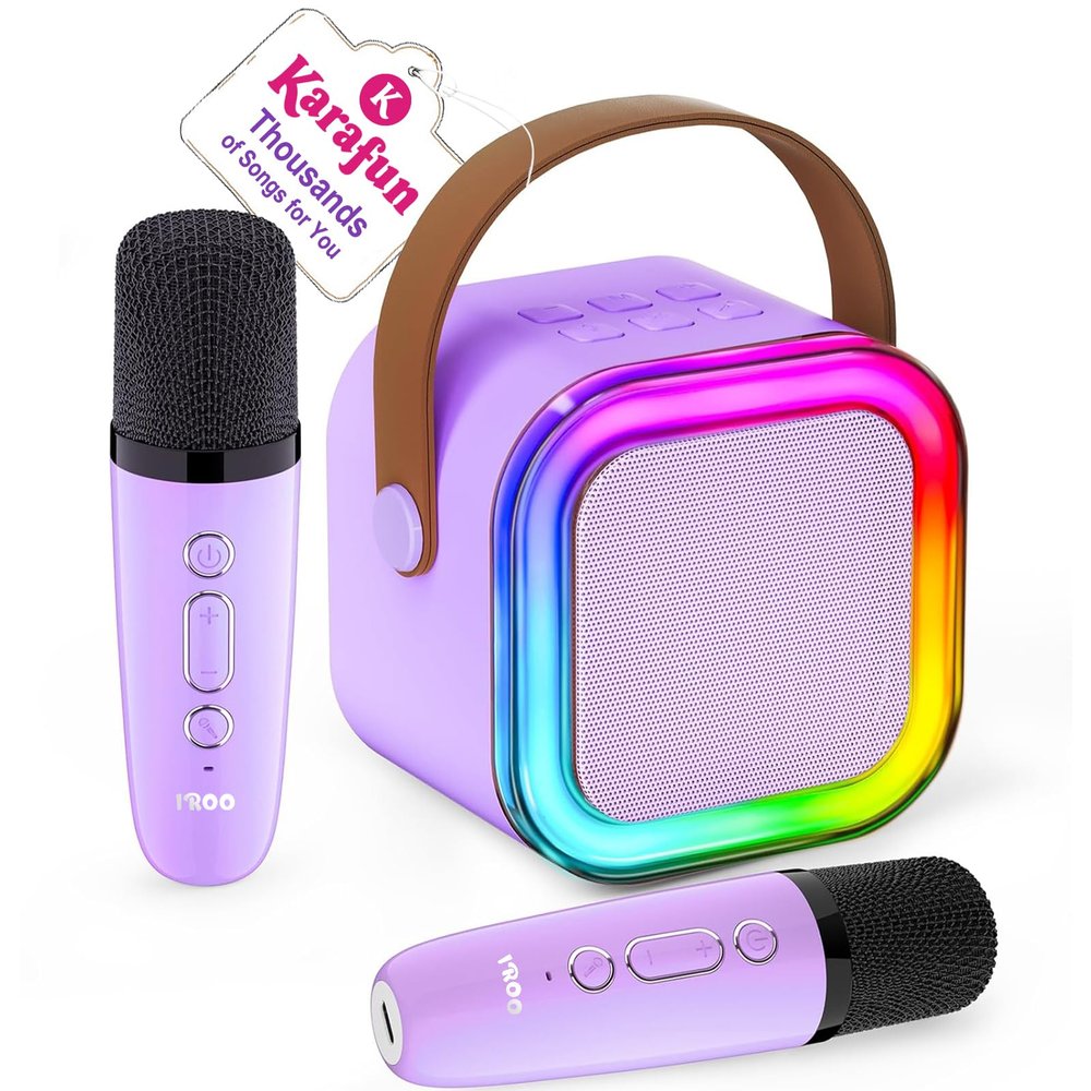 Mini Karaoke Machine for Kids, 2026 TOP Toys Birthday Valentine's Day Gifts Ideas for Girls Ages 4, 5, 6, 7, 8, 9, 10, 12+ Years Old, Portable MP3 Player with 2 Wireless Mics for Family Home Party