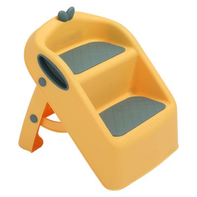 2 Step Stool 3 in 1 Toilet Potty Training Stool Slip Proof Folding 2 Step Sink Bathroom Toilet Stool for Potty Training with Safety Lock Kitchen Helper Stool (Yellow)