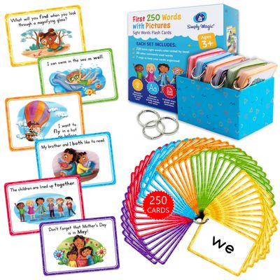 250 Sight Words Flash Cards for Kindergarten with Pictures, Dolch Sight Words Pre-K for Toddlers 3 4 5 6 7 8 Years, High Frequency Words Reading Cards for Kids Ages 4-8, Preschool - Simply Magic