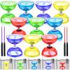 Hungdao 5 Set Chinese Diabolo Set Triple Bearing Chinese Yoyo 5 Multi Colors Diabolo Big Yoyo with Fiberglass Sticks, Mesh Drawstring Bags and Strings (Transparent) view 1
